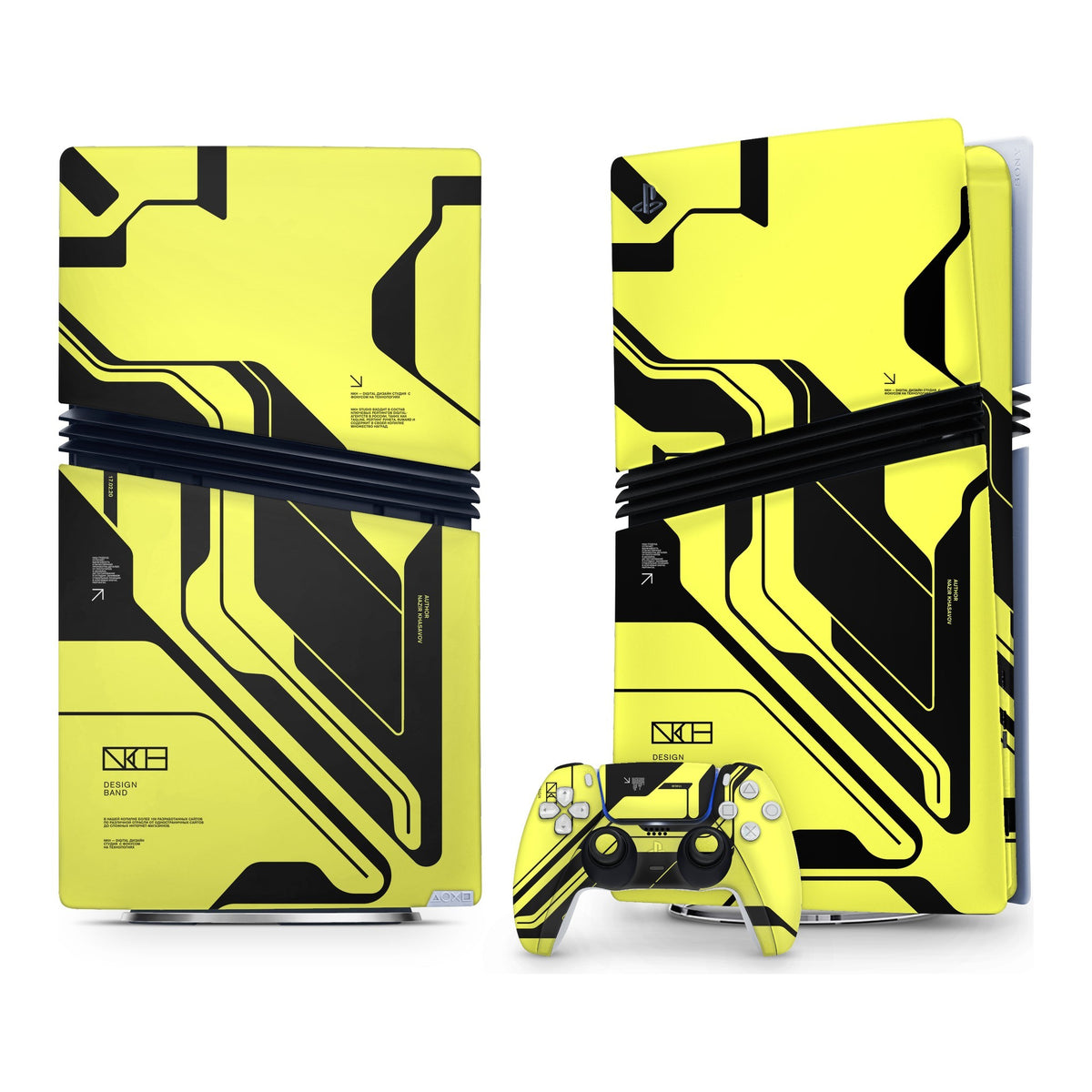 Cyber Yellow & Black PlayStation 5 Pro skin by Decalz