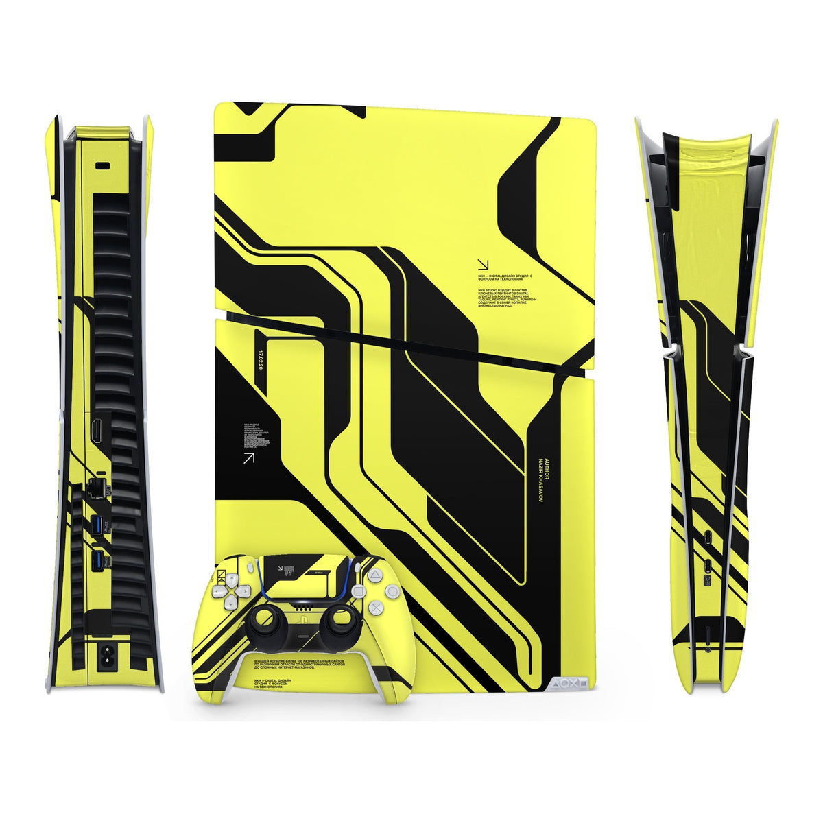 Cyber Yellow & Black PlayStation 5 Slim Digital skin by Decalz