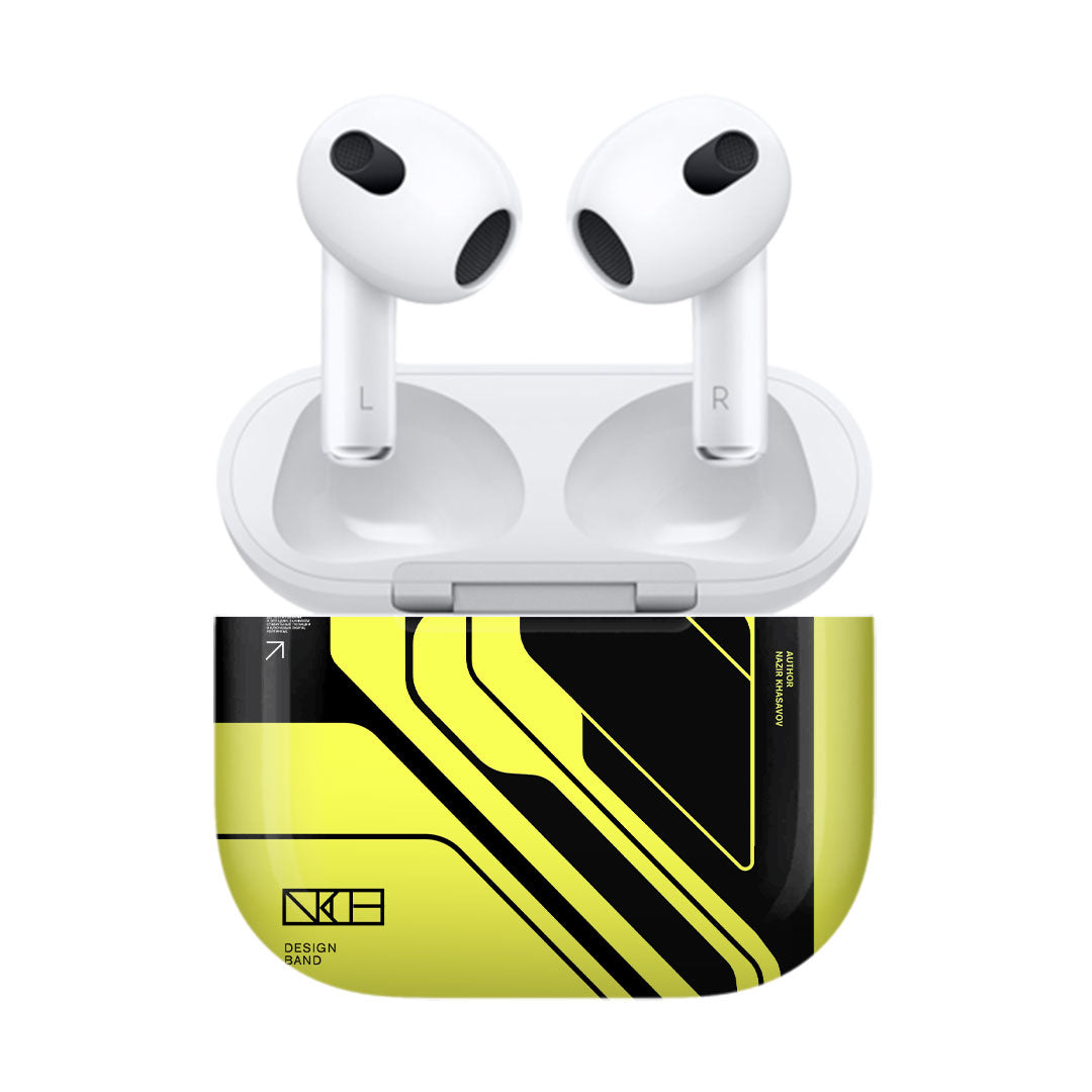 Airpods 3 Cyber Yellow  Black skins