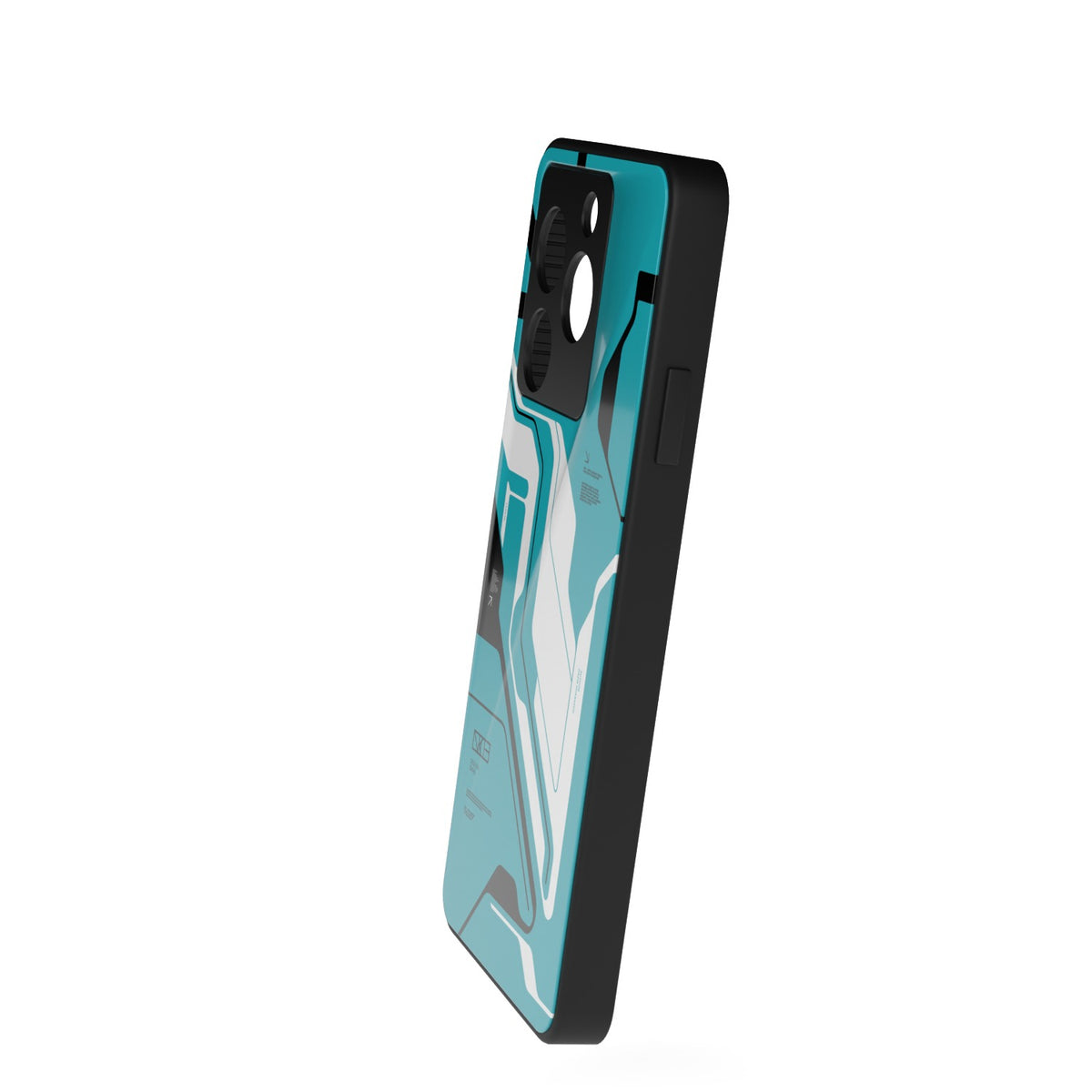 Cyber Blue printed metal phone case - side view