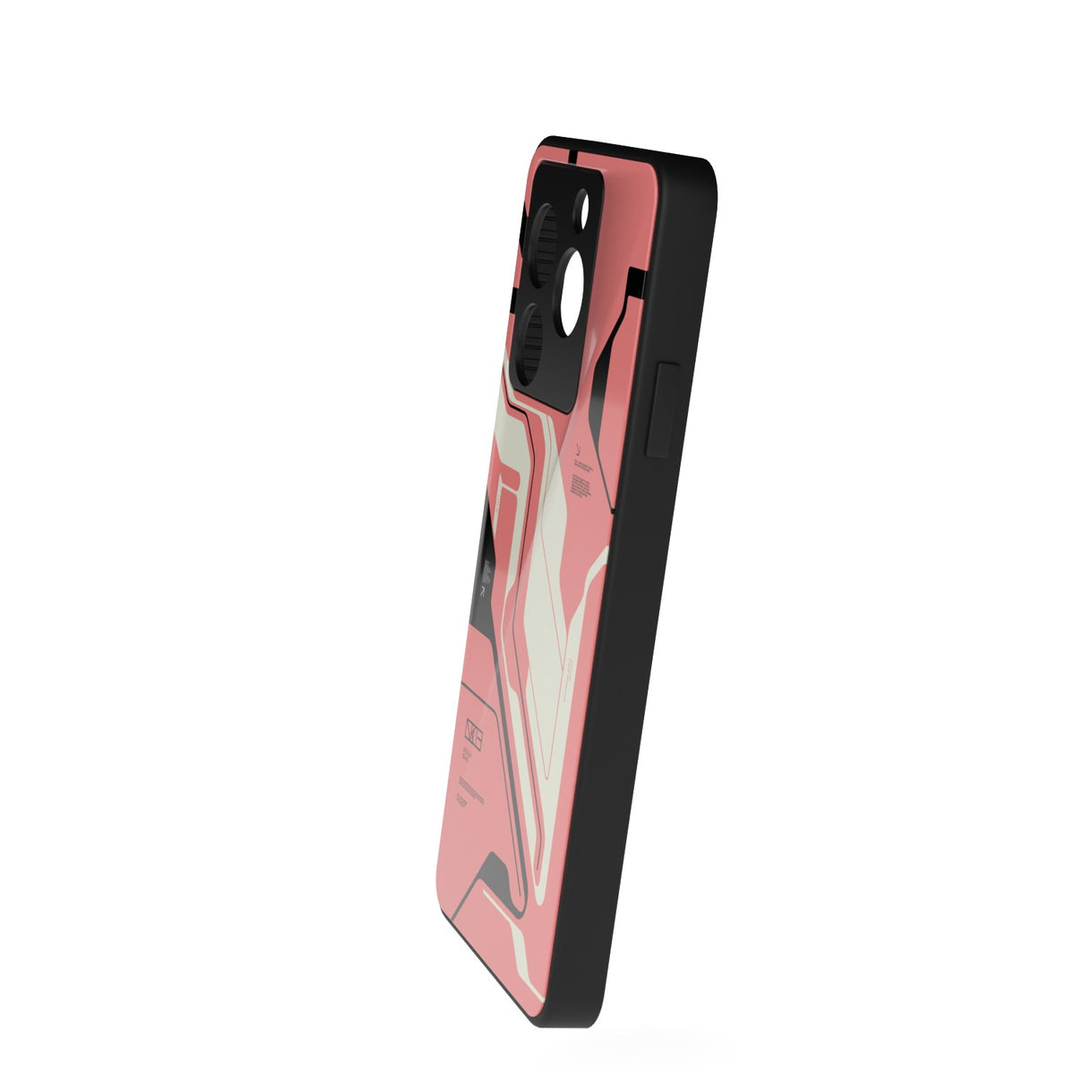 Cyber pink printed metal phone case - side view