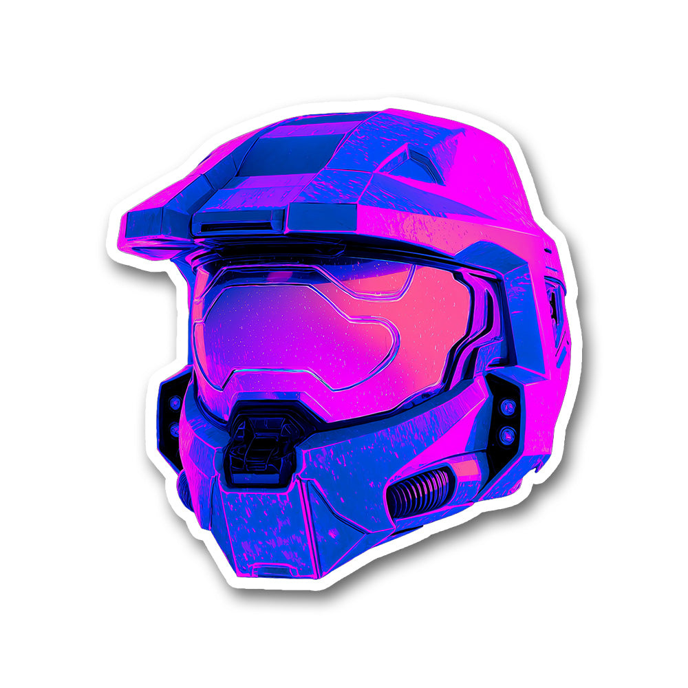 Cyberpunk Master Chief Helmet Neon Sticker