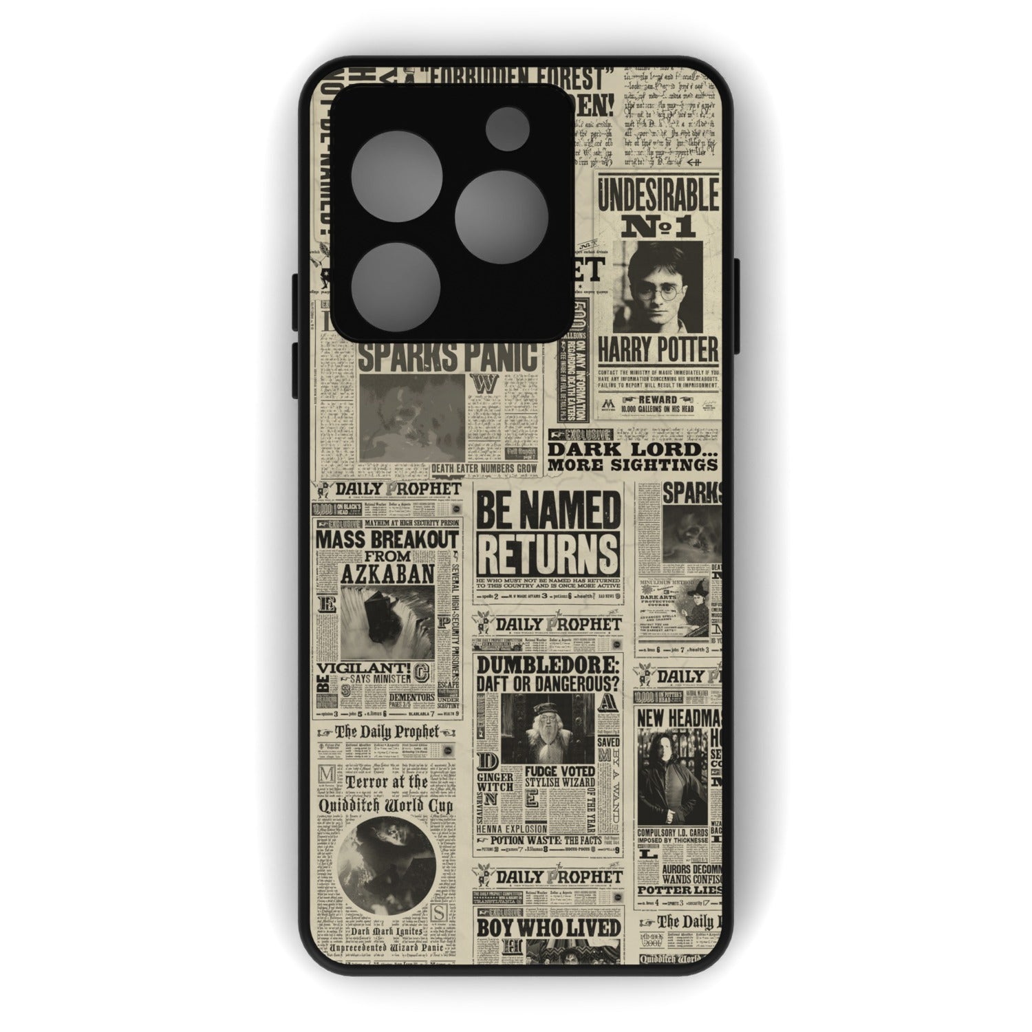 Daily Prophet printed metal phone case - flat back view