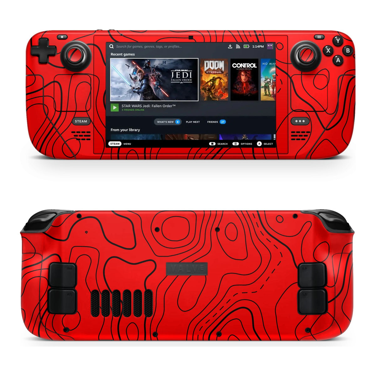 Damascus Red Steam Deck skin by Decalz