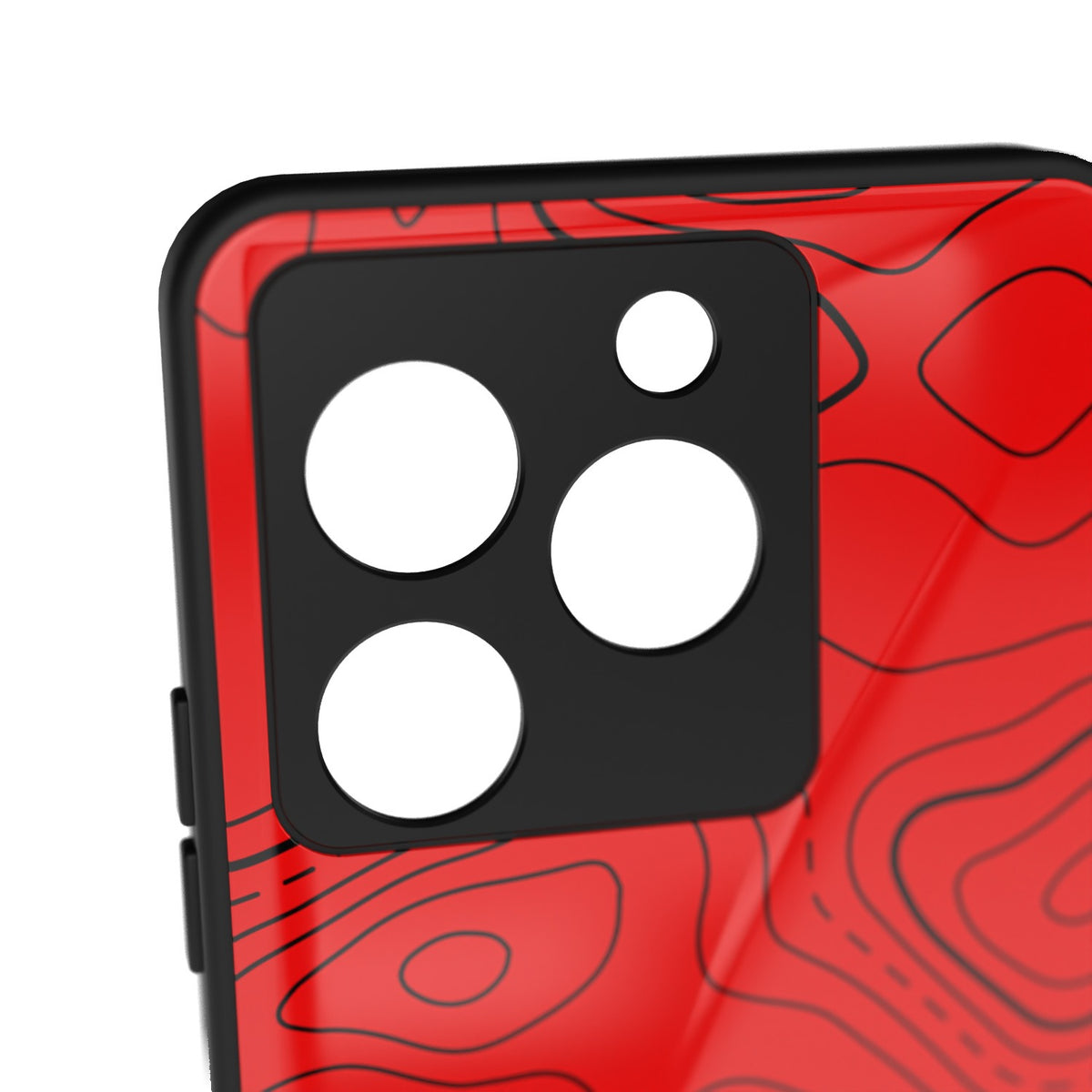 Damascus Red printed metal phone case - camera close-up