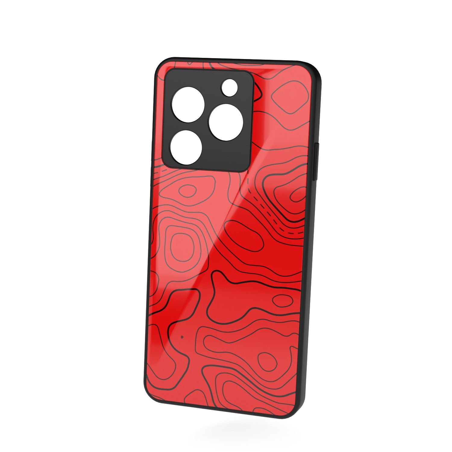 Damascus Red printed metal phone case - floating back view