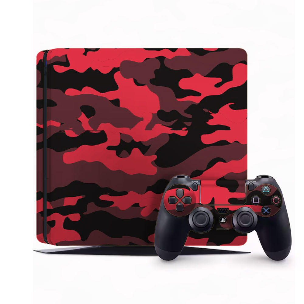 Dark Red Camo PlayStation 4 Slim Skins & Wraps