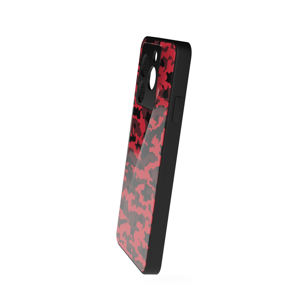 Dark Red Camo printed metal phone case - side view