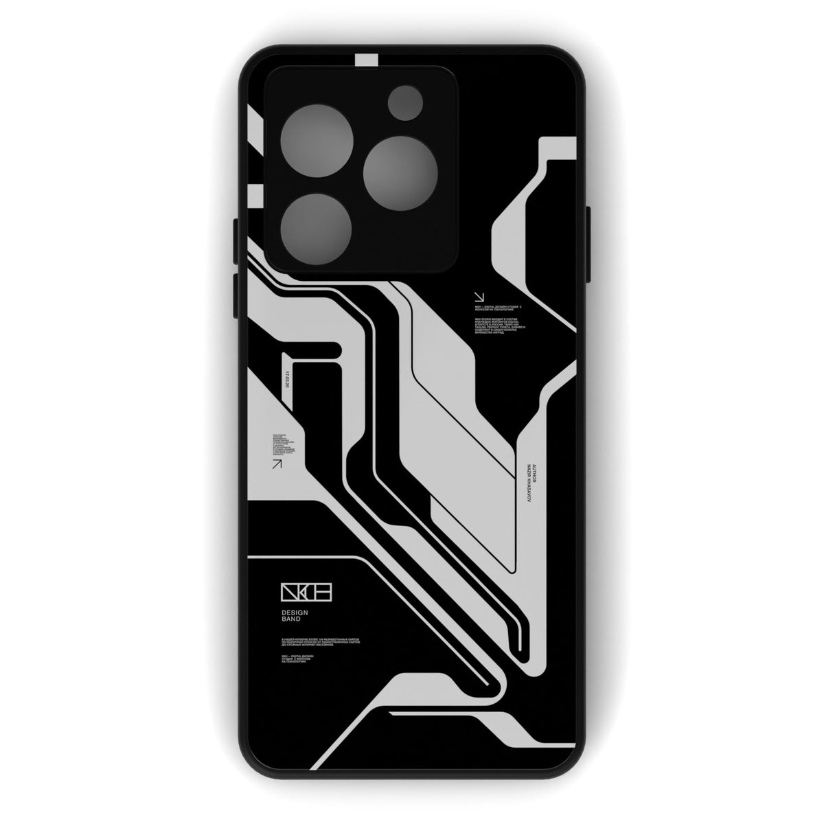 Dead Black printed metal phone case - flat back view