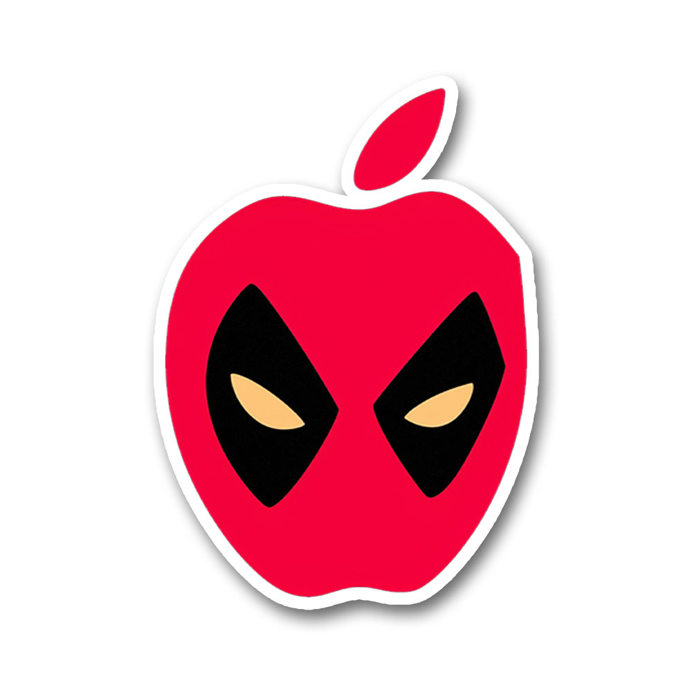 Deadpool Apple Logo Superhero Parody Sticker