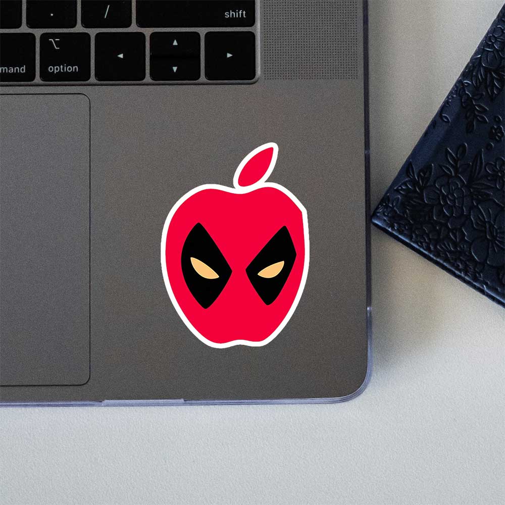 Deadpool Apple Logo Superhero Parody Sticker