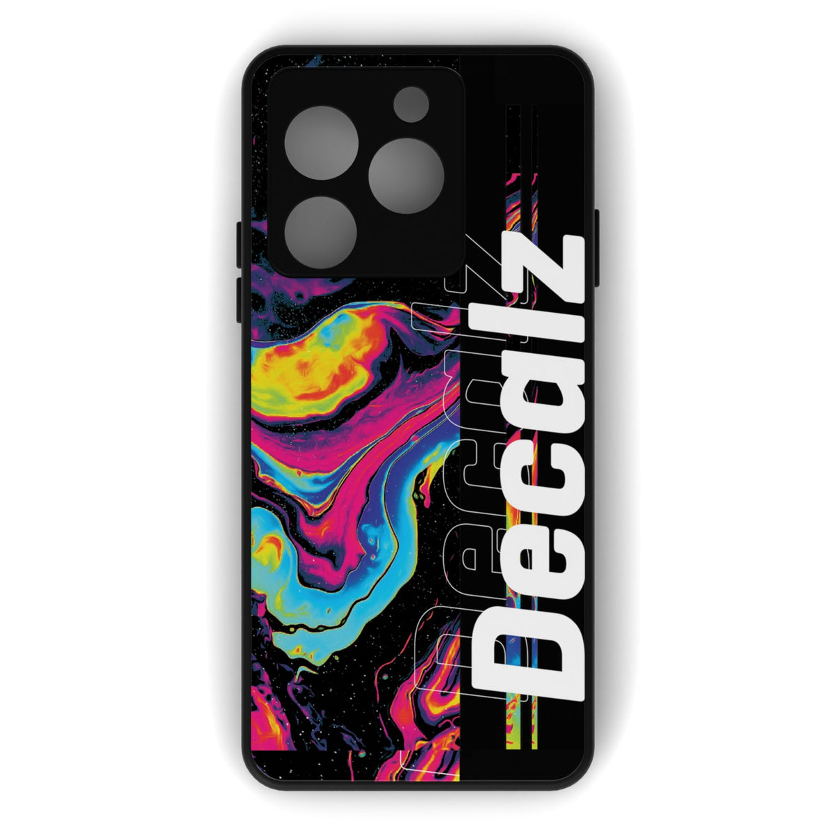 Decalz printed metal phone case - flat back view