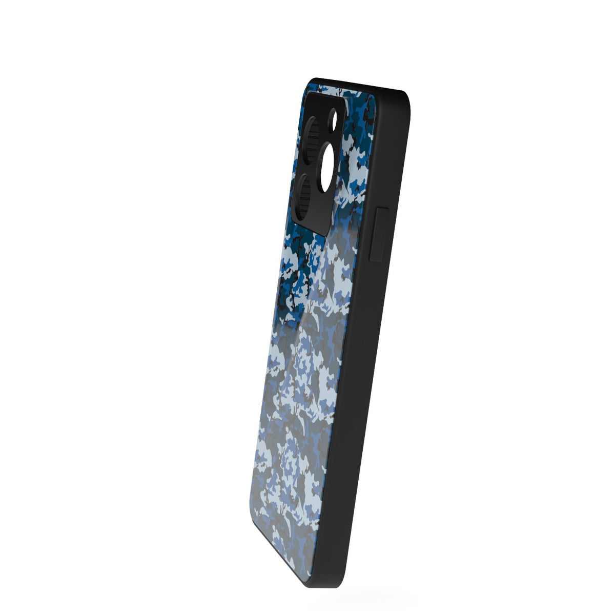Digi Blue Camo printed metal phone case - side view