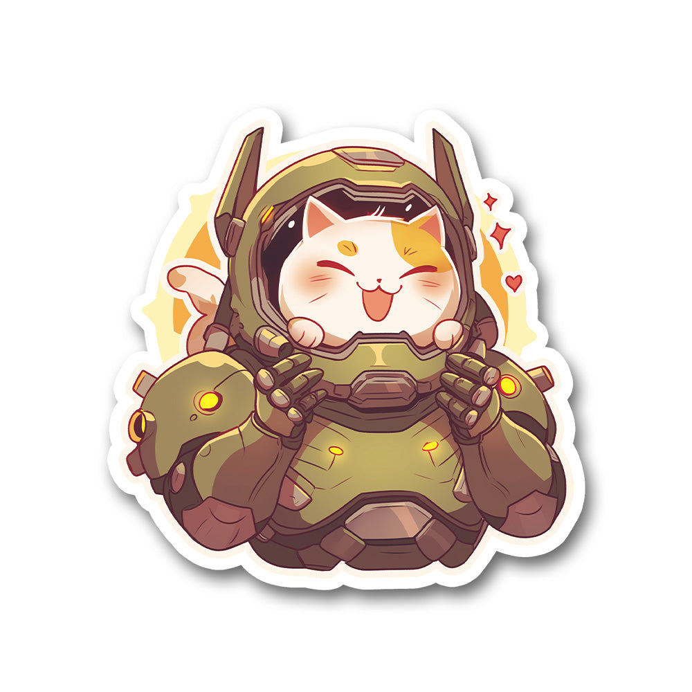 Doom Slayer Kitty Armor Sticker