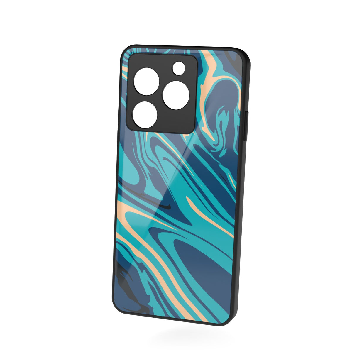 Elysium printed metal phone case - floating back view
