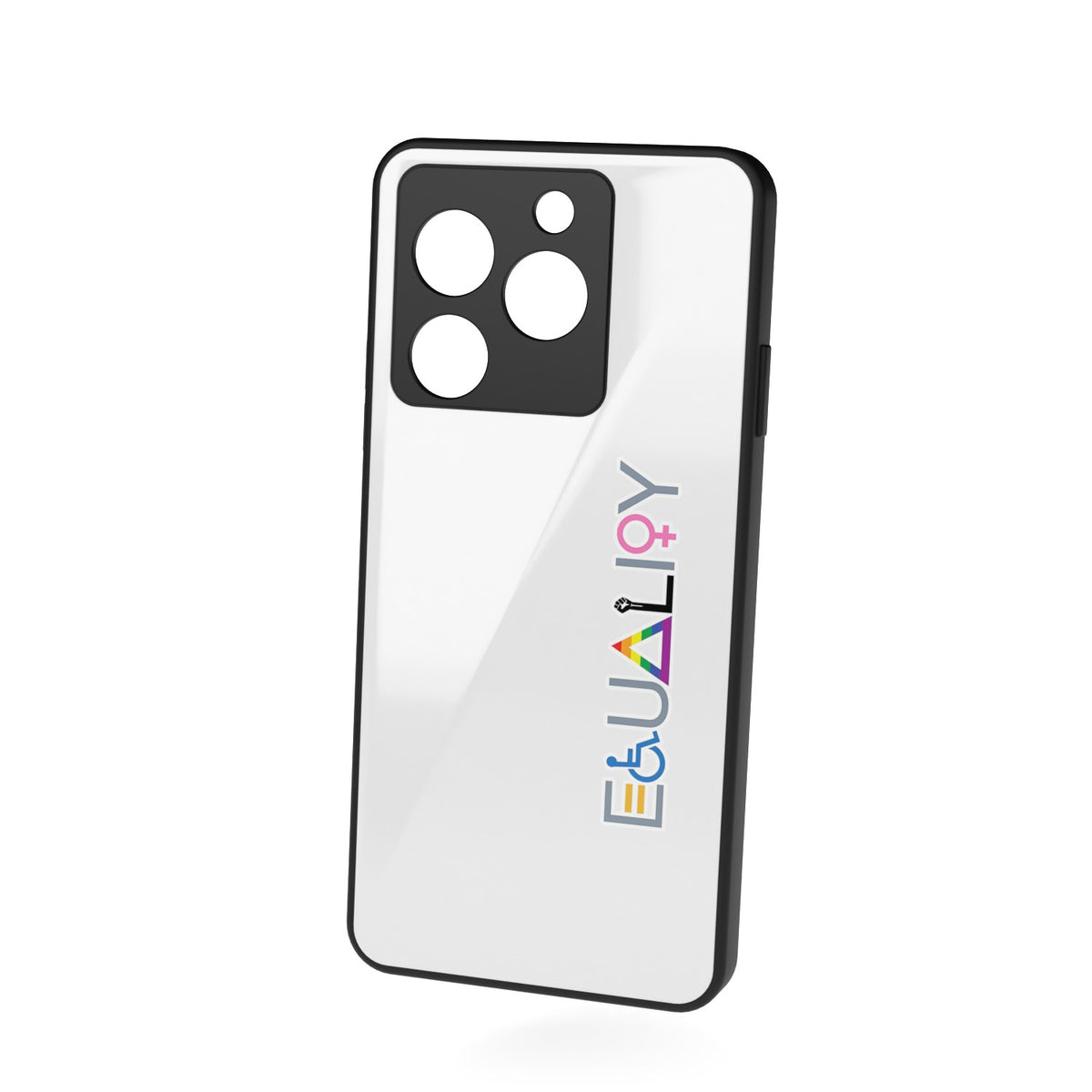 Equality printed metal phone case - floating back view