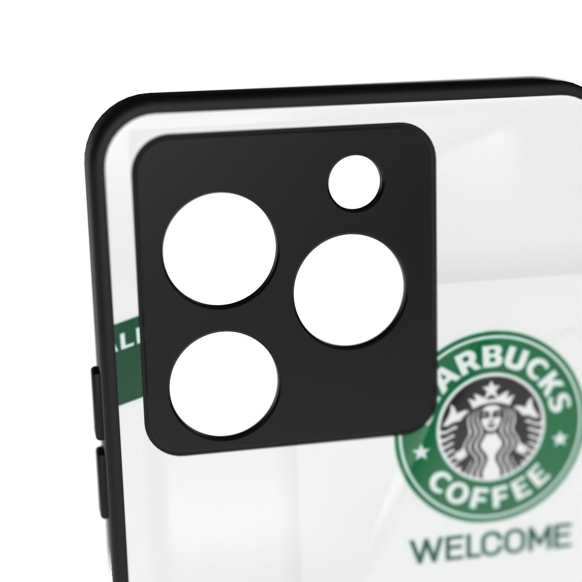 Espresso printed metal phone case - camera close-up