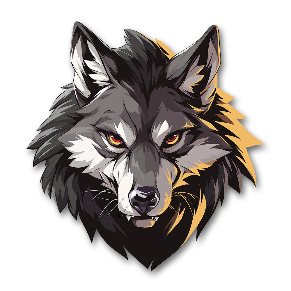 Fierce Wolf Head Animal Style Clipart Sticker
