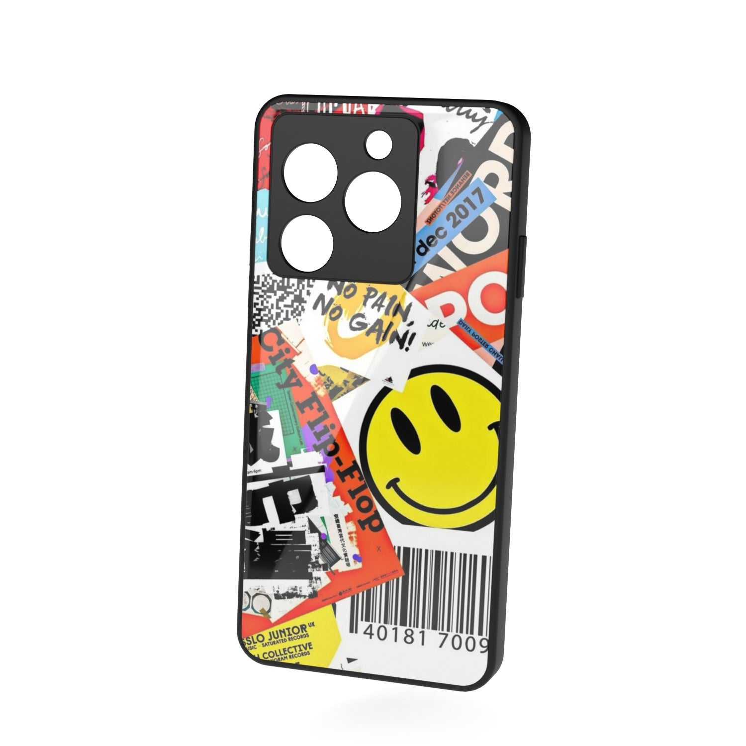 Flip Flop printed metal phone case - floating back view