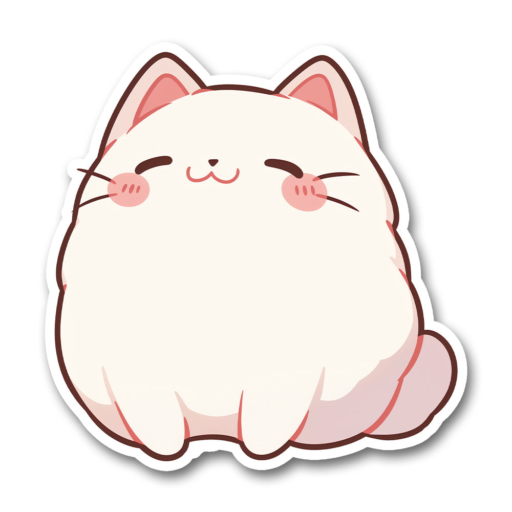 Fluffy White Bongo Cat Sticker