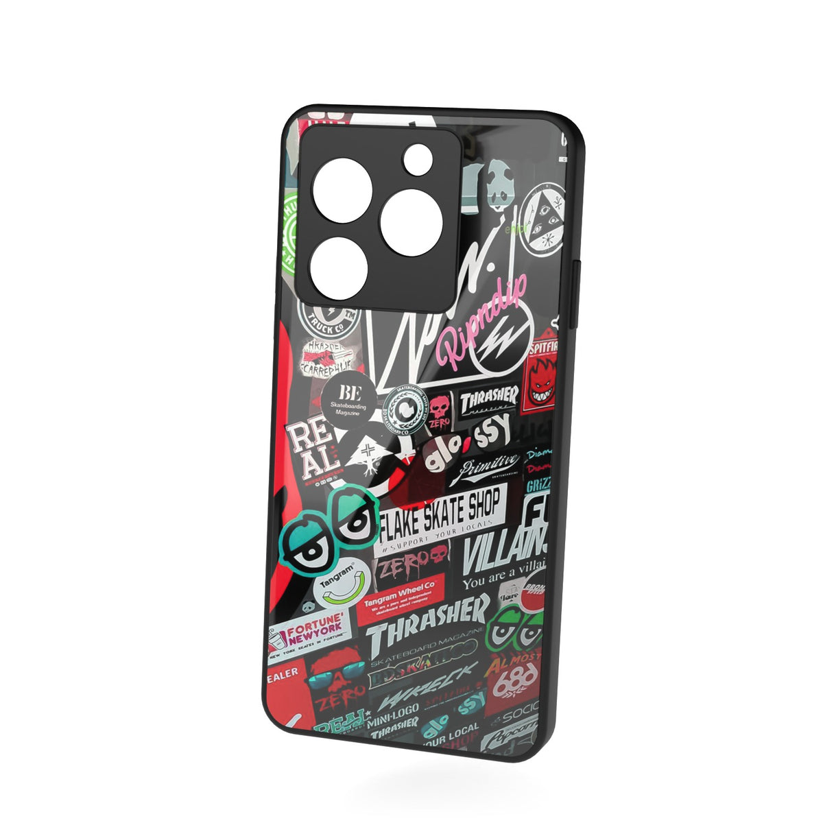 Free Style printed metal phone case - floating back view