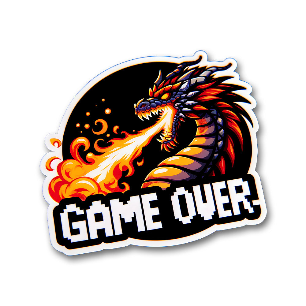 Game Over Dragon Fire Pixel Sticker