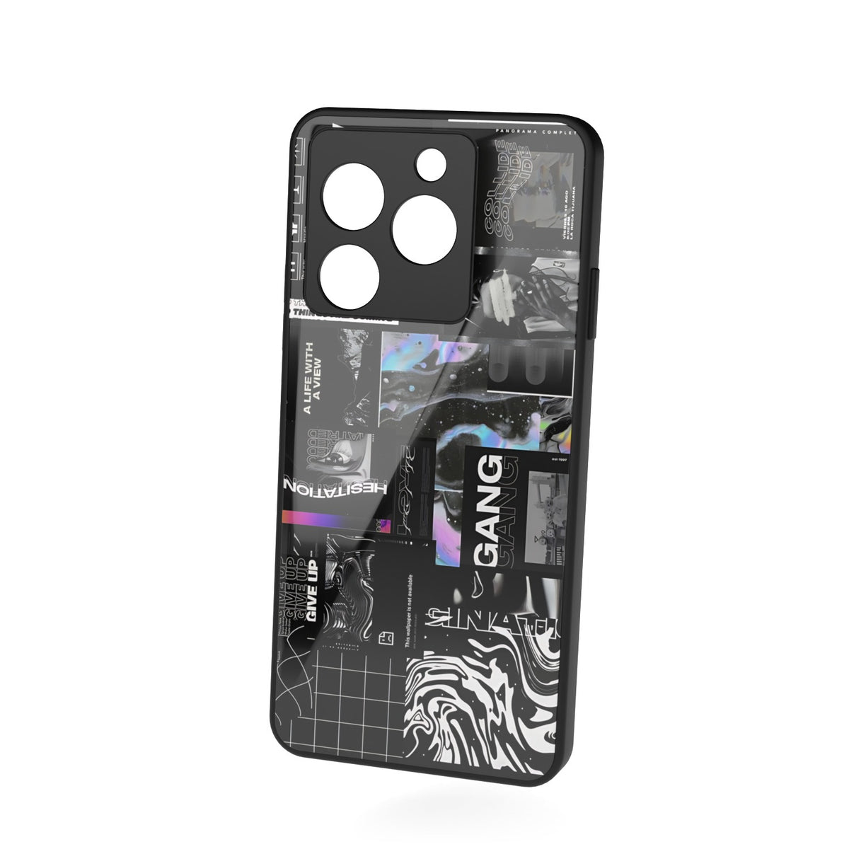Gangsta printed metal phone case - floating back view