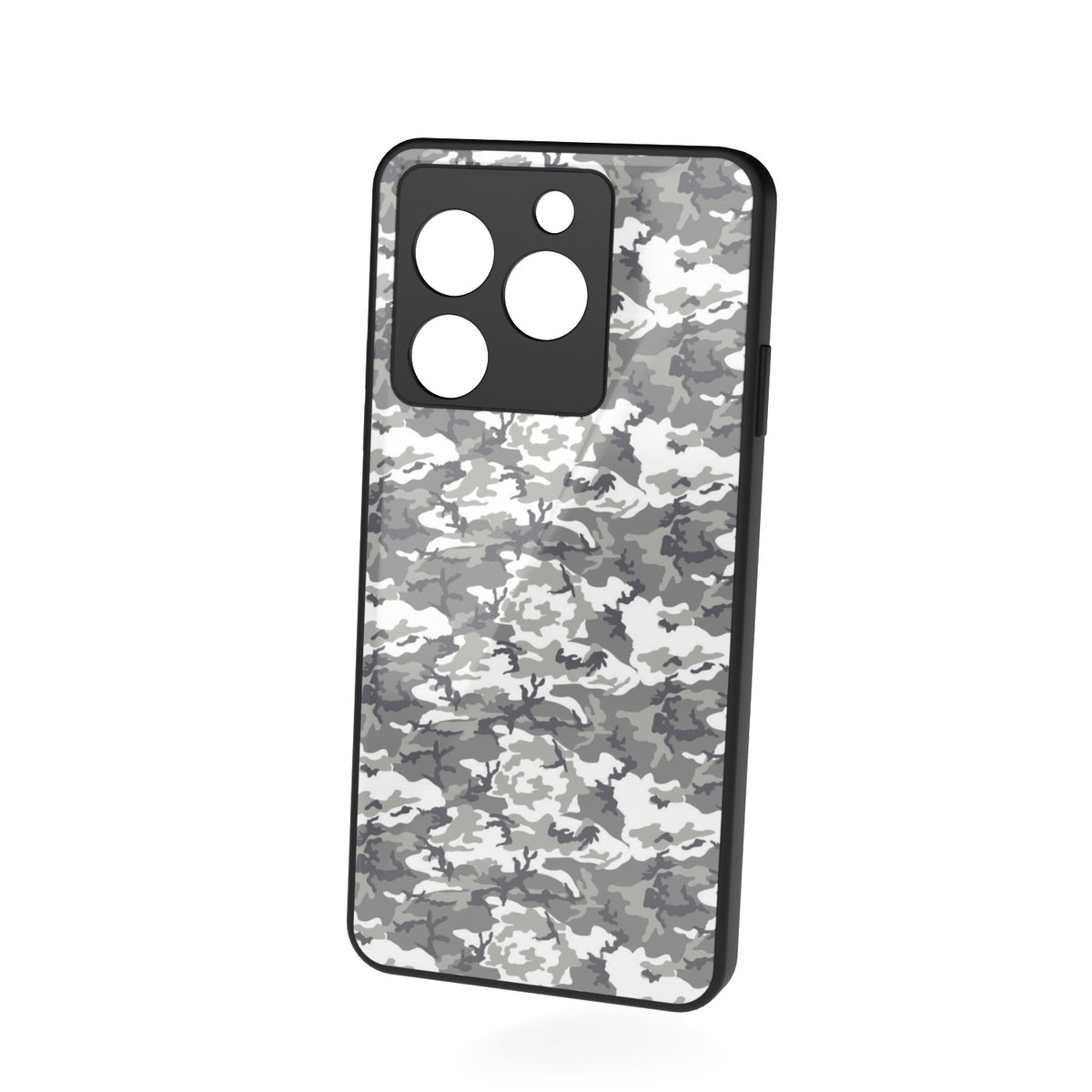 Ghost Camo printed metal phone case - floating back view