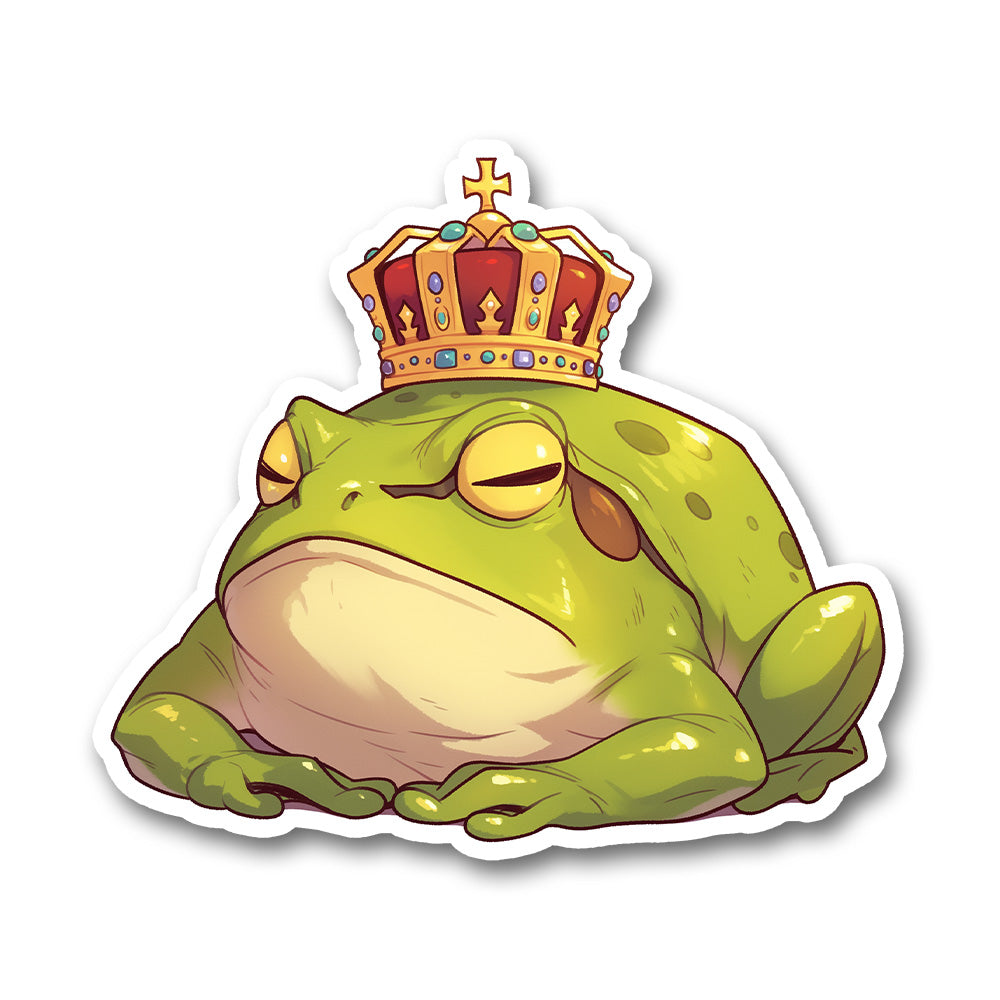 Grumpy Frog King Crown Sticker