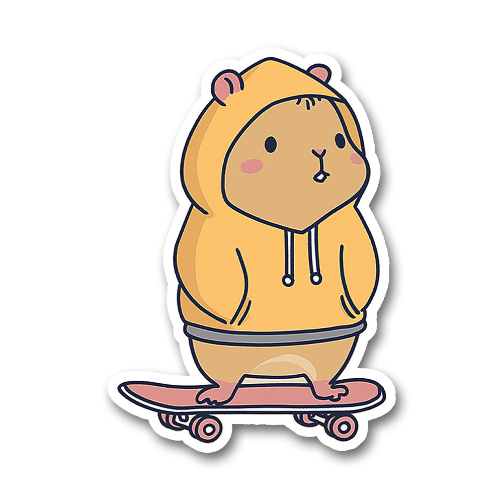 Hamster Hoodie Skateboard Cute Sticker