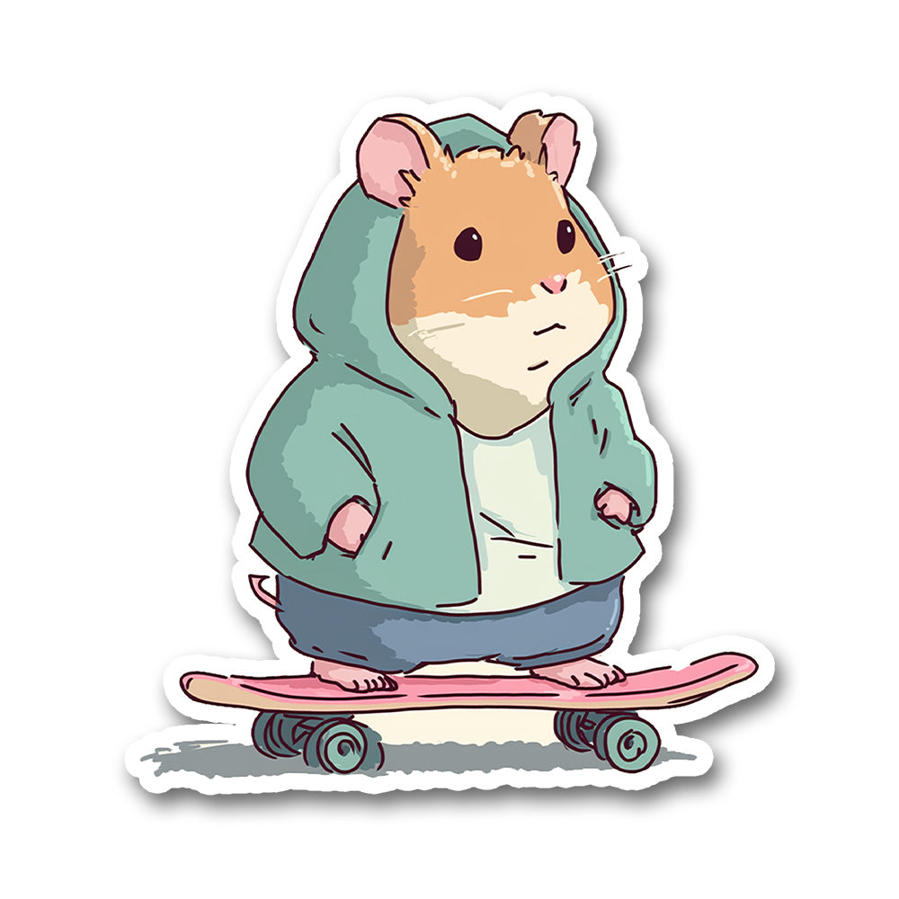Hamster Hoodie Skateboard Kawaii Sticker