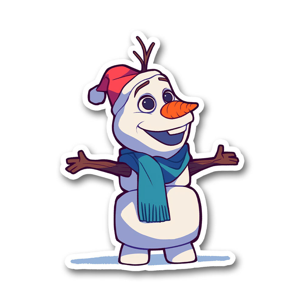 Happy Olaf Snowman Cartoon Sticker