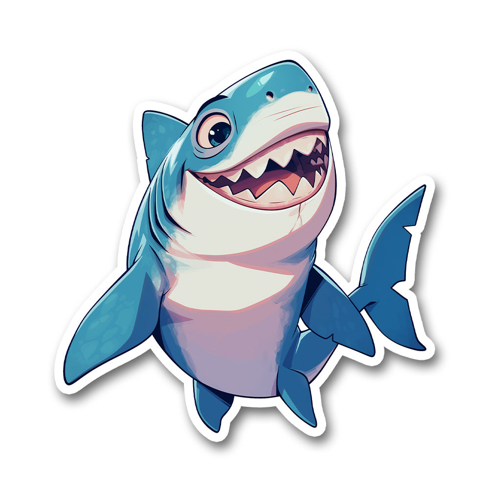 Happy Shark Cartoon Sticker
