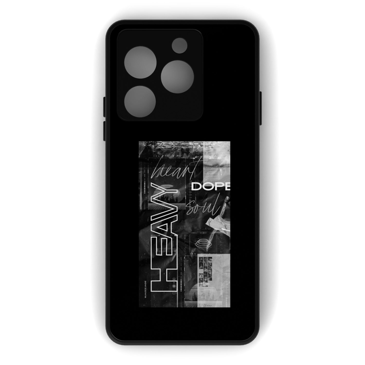 Heavy printed metal phone case - flat back view