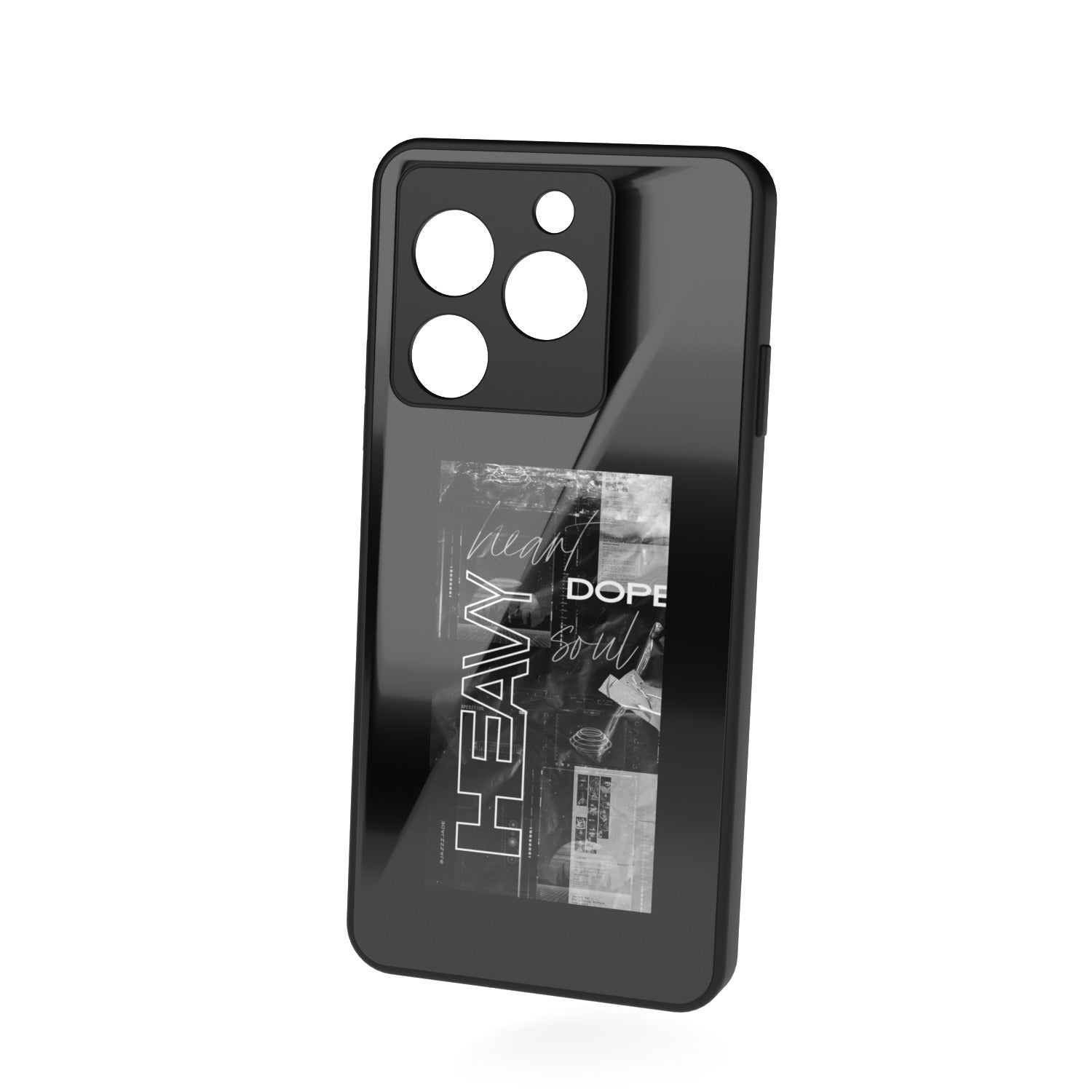 Heavy printed metal phone case - floating back view