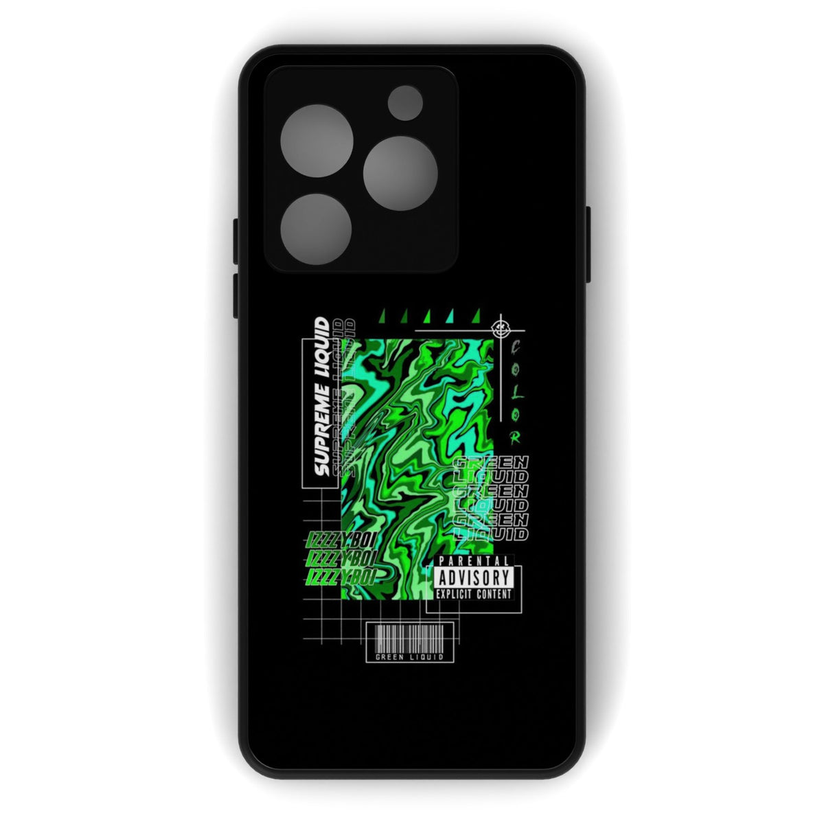 Holographic Hue printed metal phone case - flat back view