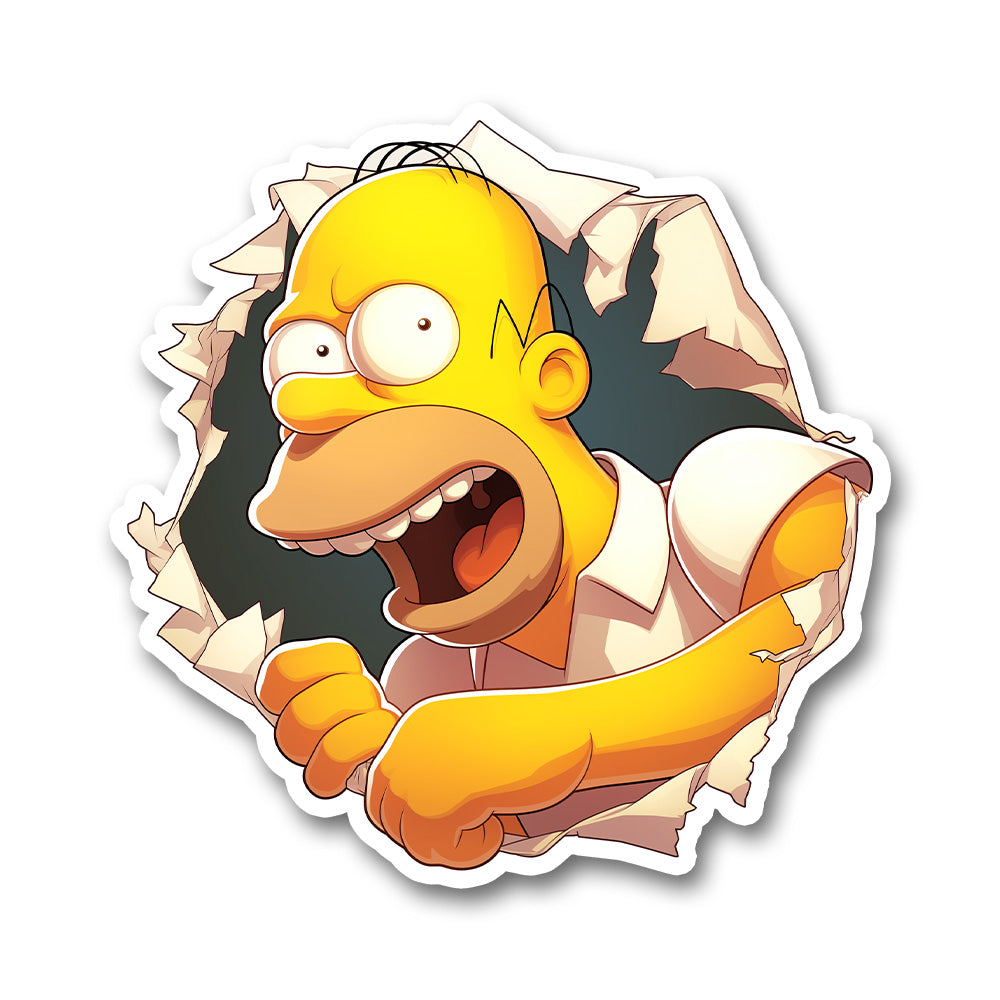 Homer Simpson Breaking Wall Funny Cartoon Sticker