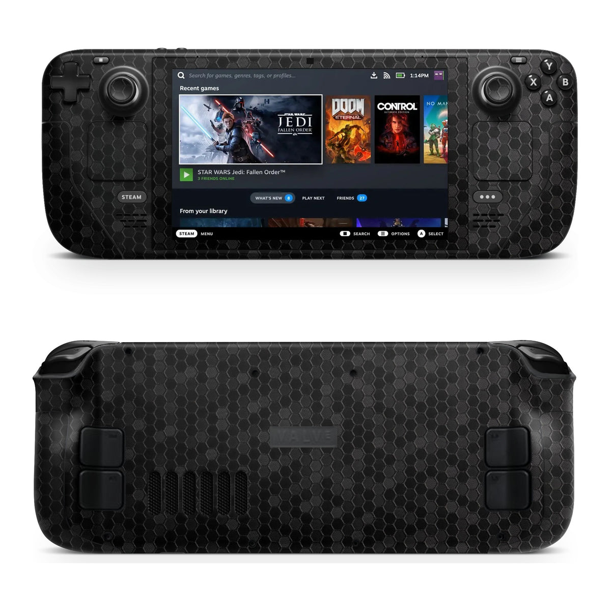 Honeycomb Black Steam Deck skin by Decalz