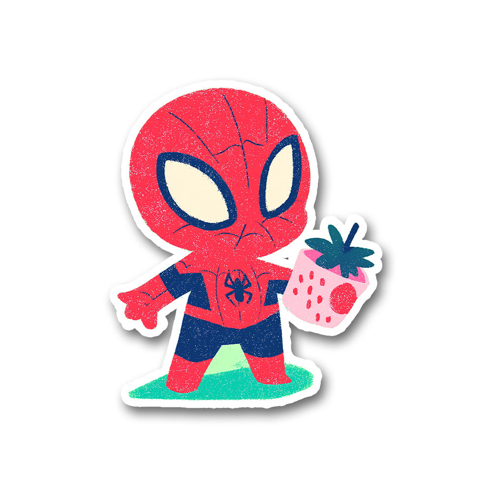 Kawaii Spiderman Strawberry Cup Sticker