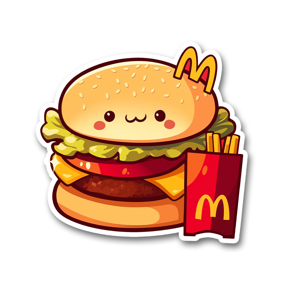 Kawaii Hamburger Fries Fast Food Sticker