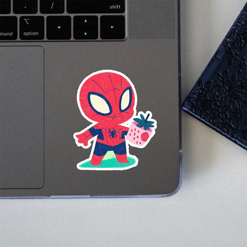 Kawaii Spiderman Strawberry Cup Sticker