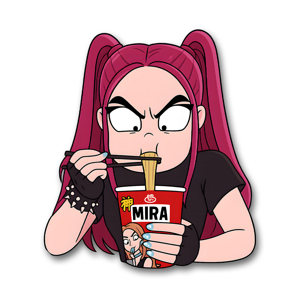 Kpop Demon Hunters Mira Eating Ramen Sticker