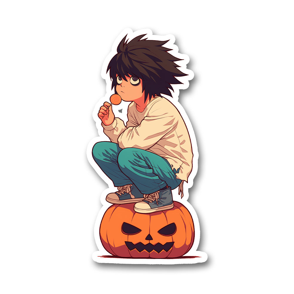 L Death Note Halloween Pumpkin Sticker