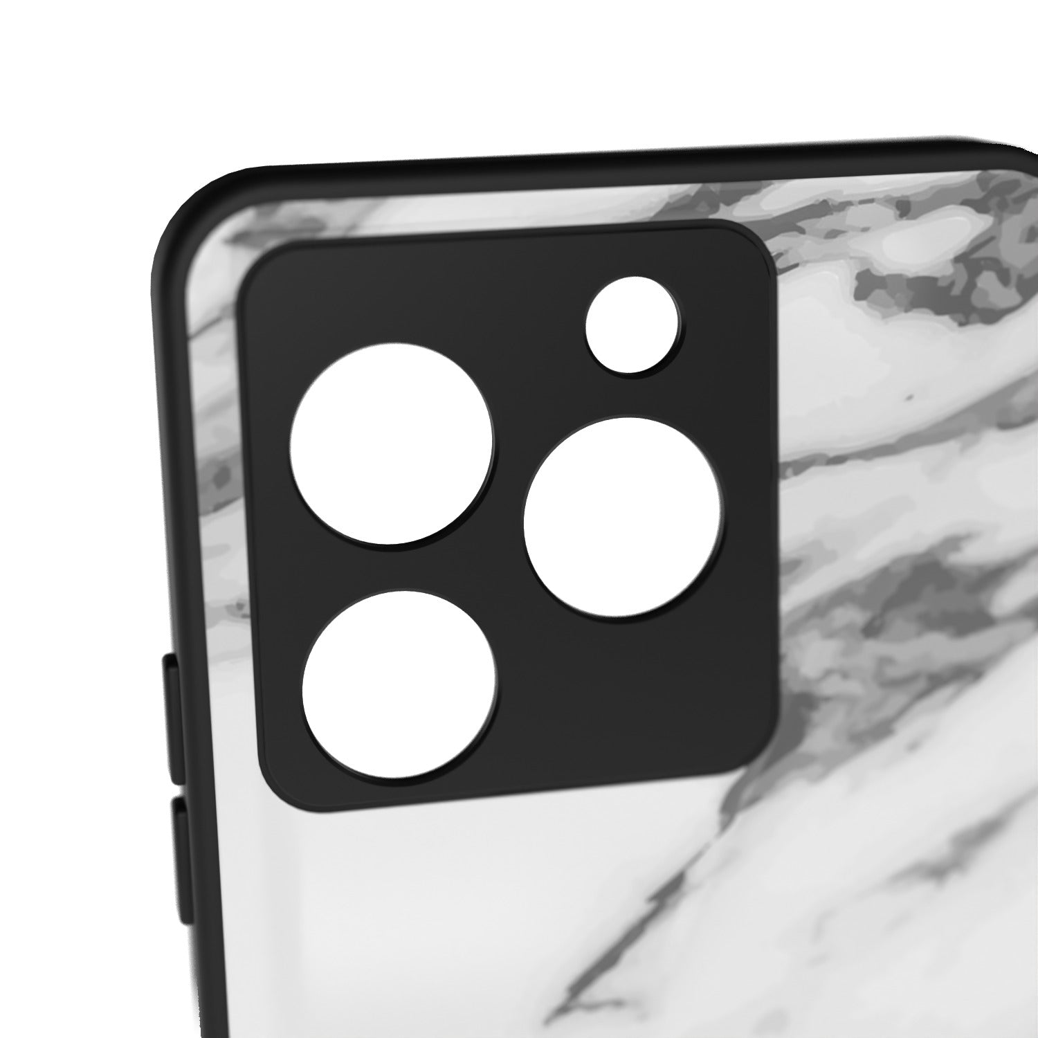 Marble White printed metal phone case - camera close-up