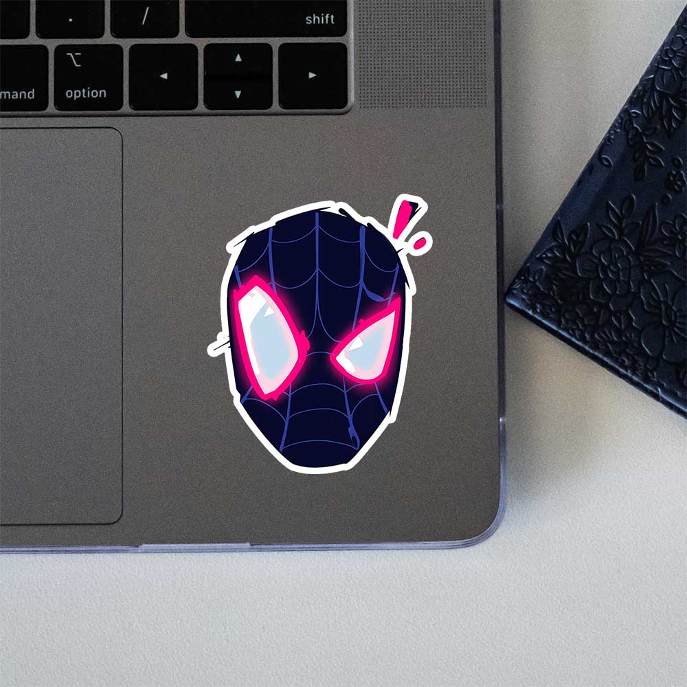 Miles Morales Spider Man Neon Mask Sticker