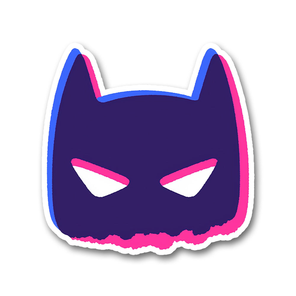 Neon Purple Evil Batman Face Sticker