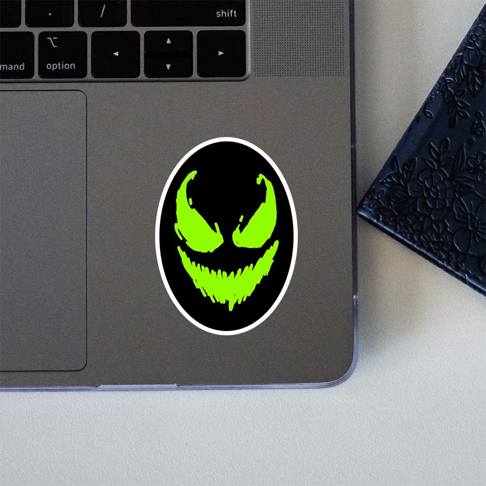 Neon Green Joker Smile Horror Face Sticker