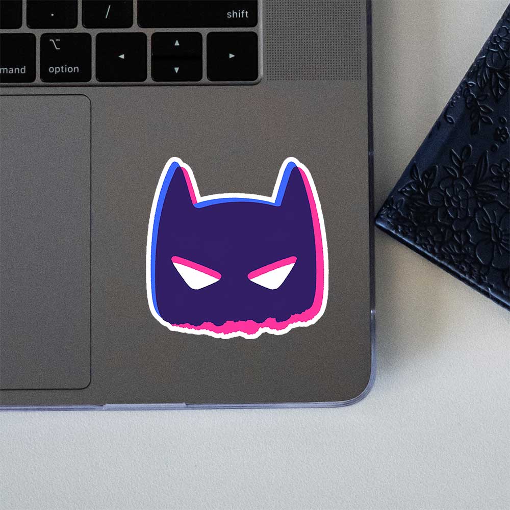 Neon Purple Evil Batman Face Sticker