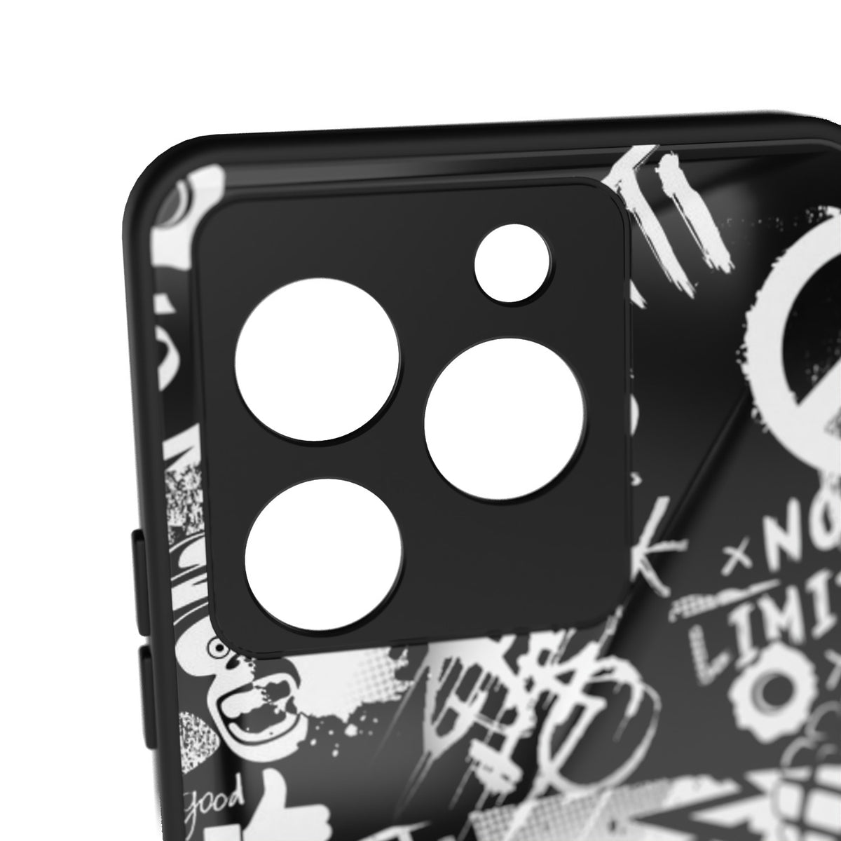 No limits printed metal phone case - camera close-up
