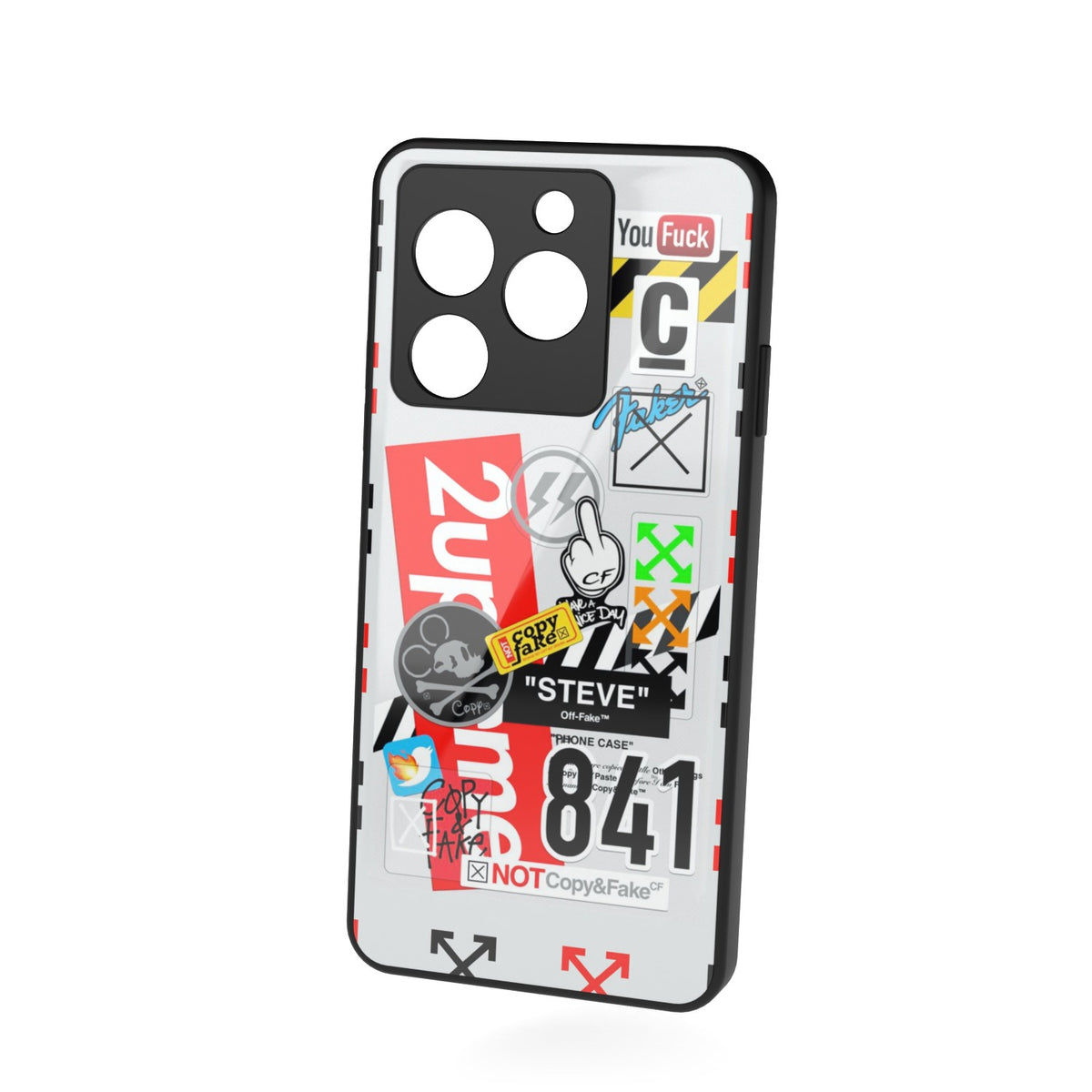 OffPreme printed metal phone case - floating back view